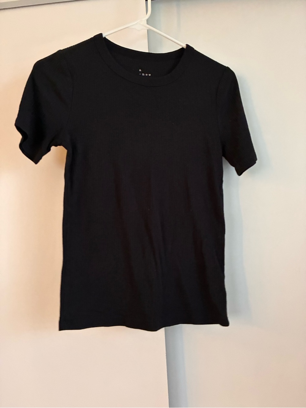 a new day Black Ribbed Short Sleeve Top